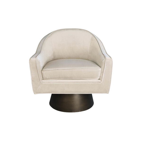 Cream Velvet and Bronze Swivel Chair, image 1